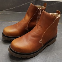 Bottes Martin en cuir pleine fleur pour homme, bottes courtes à fermeture éclair latérale pour le travail et la moto