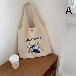 Nouvelle version coréenne une épaule toile sac femmes grande capacité aisselle sac Simple et belle bande dessinée sac à main en gros - Product Image 5