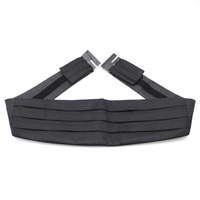 Hommes en gros fête Banquet smoking noir noeud papillon couleur unie 100% soie tissé gros-grain ensemble cadeau de mariage noeud papillon et Cummerbund