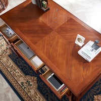 Bureau de direction en bois massif de style américain, mobilier de bureau de luxe, bureau de président antique en bois sculpté à la main