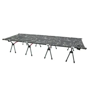 High Quality Height Adjustable Camouflage Camping Cot Outdoor Oversize Folding Camping Bed Cot With Cup Holder