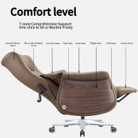 Chaise de bureau exécutive ergonomique traditionnelle de luxe en cuir véritable avec massage et télécommande pour la maison, le bureau et l'hôtel