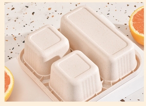 Boîtes à bento compartimentées micro-ondables Moretoes, lot de 4, avec couvercles transparents, en paille de blé, vaisselle de cuisine, contenants à déjeuner, camping - Product Image 4