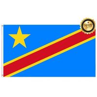 Drapeau de la République démocratique du Congo 3x5 pieds, bannière double face en tissu polyester 3 plis, imprimé numériquement