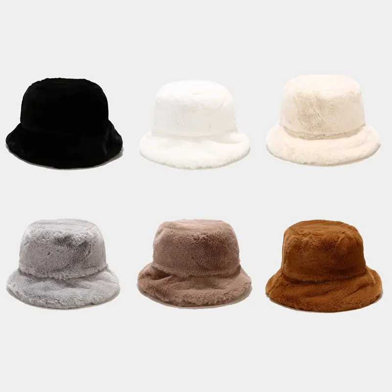 Gorro de lana con visera ancha para mujer, gorro de lana de imitación esponjoso, calentador de pelo de felpa, sombreros de invierno
