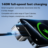 Adaptador de Carga Rápida Tipo-C de 140W con Desconexión Automática Inteligente con IA, Apagado Automático al Carga Completa, Compatible con Teléfonos y Tabletas