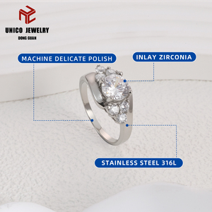 Обручальные кольца для женщин из нержавеющей стали 316L с кристаллами и стразами, модные ювелирные кольца оптом - Product Image 5