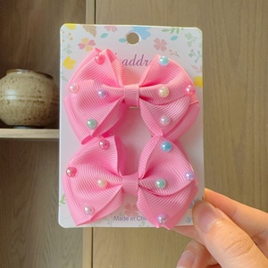 Nuevas Pinzas para el Cabello Estilo Coreano, Lindas Pinzas para el Cabello de Bebé Hechas a Mano, Pequeñas Pinzas con Lazo de Perlas y Tela, Accesorios para el Cabello de Niños - Product Image 3