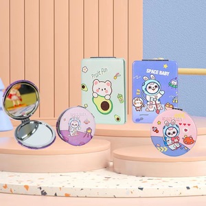 Mini <b>Mirror</b> Portable Double Sided Foldable Makeup <b>Mirror</b> Round <b>Square</b> Cute Rabbit Design For Students Back To School - Product Image 1