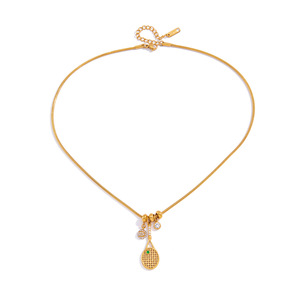Collier pendentif en acier inoxydable avec zircon et serti pavé, design géométrique, bijoux de fête pour femme - Product Image 5
