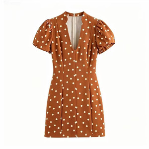 KAR&OT ZA Nuovo Arrivo Primavera/Estate 2026 per Donna: Mini Abito alla <span class=keywords><strong>Moda</strong></span> <span class=keywords><strong>e</strong></span> Versatile con Scollo a V <span class=keywords><strong>e</strong></span> Maniche a Bolla 26067 - Product Image 1