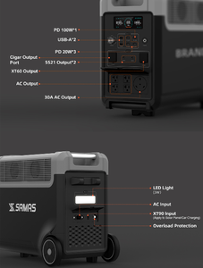 SAMAS N051 3600W Portable <strong>Power</strong> Station LiFePO4 Battery Super-Large Capacity Pure Sine Wave Flashlight Wireless Jump Starter - Product Image 1