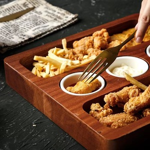 Vassoio Quadrato in Legno Massello Lucidato <span class=keywords><strong>Sabri</strong></span>, Stile Moderno e Semplice, per Snack, Dieta, Ristorante, Bistecca, Piccolo Vassoio in Ebano a Tre Scomparti - Product Image 3