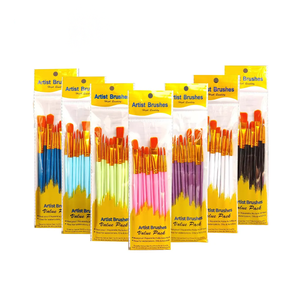 Set Di 9 Pennelli Piatti E Tondi Per Dettagli - Acrilico, Acquerello, Modellismo - Blu - 4