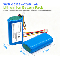 Batterie lithium-ion 18650 2S1P 7,4 V 2200 mAh, pack de batteries Li-Ion 7,4 V 18650 2S, 2,2 Ah, pack de batteries cylindriques 18650 personnalisé