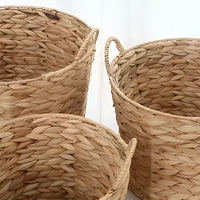 Paniers de rangement multifonctionnels pour bateau avec poignées - Organisateurs en jacinthe d'eau naturelle tressée pour couvertures, chambre à coucher