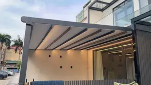 Custom Sun Shading And Rainproof Pergola Sliding Porch Awning Folding Patio Cover Roof System Automatic Retractable Pergola PVC