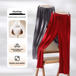 <span class=keywords><strong>Pantaloni</strong></span> da donna autunno/inverno a vita alta, casual, in cotone, vestibilità ampia, a gamba larga, tinta unita, lunghi, modello <span class=keywords><strong>carrot</strong></span> - Product Image 2