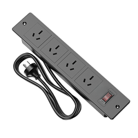 Multiprise encastrable de bureau avec 4 prises CA, interrupteur et protection contre les surcharges, prise de courant encastrée pour mobilier de bureau