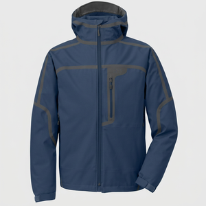 Chaqueta Impermeable con Capucha para Hombre, 100% Algodón, 140g, Cierre de Cremallera, Deportiva, para Primavera, Abrigo para Exteriores, Cortavientos Azul - Product Image 1