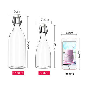 50ml 80ml 100mL 350ml 500ml Botella <span class=keywords><strong>de</strong></span> vidrio transparente redonda a prueba <span class=keywords><strong>de</strong></span> fugas con tapón <span class=keywords><strong>de</strong></span> rosca <span class=keywords><strong>de</strong></span> bloqueo para bebidas Jugo <span class=keywords><strong>Licor</strong></span> <span class=keywords><strong>casero</strong></span> - Product Image 2