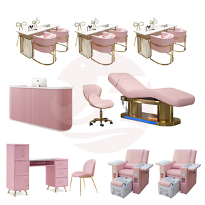 Reclinable personalizado salón cama de belleza mesa de masaje facial cosmético Rosa uñas spa salón equipo muebles conjunto - Product Image 4