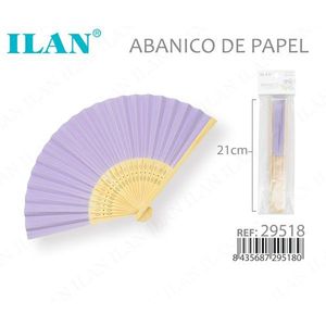 Ventaglio di carta Ilan 21 cm viola pieghevole per eventi - Product Image 3