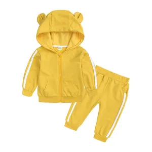 2-12 Tahun Musim Dingin untuk Anak, Set Bulu Anak Hangat Pakaian Latihan Yg Hangat Pakaian Balita Hooded Sportsuit Solid Pakaian