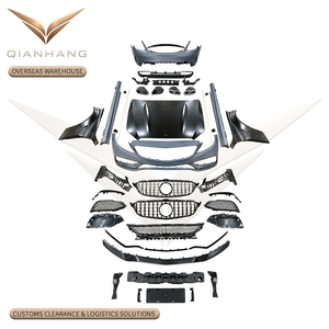 Kit carrosserie complet style C63 AMG W205 pré-LCI en PP, comprenant pare-chocs avant et arrière, capot et jupes latérales, pour conversion extérieure <span class=keywords><strong>Classe</strong></span> C 2015-<span class=keywords><strong>2018</strong></span> - Product Image 1