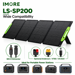 <b>200W</b> Foldable <b>Solar</b> <b>Panel</b> with MC4 Anderson XT60 DC5521 Connectors for Portable Power Stations Camping and Outdoor Travel Use - Product Image 4