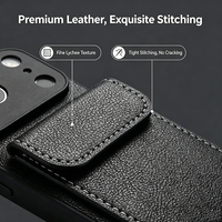 Étui Portefeuille de Luxe Personnalisé en Cuir PU Antichoc avec Emplacement pour Cartes, Coque Souple pour iPhone 17 16 15 14 13 12 Pro Max Air