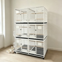 Grande cage d'élevage pour oiseaux à plusieurs compartiments, cage à volailles empilable sur roulettes avec perchoirs pour l'élevage des perroquets