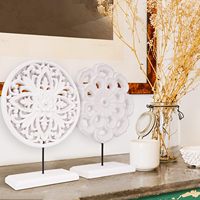 AXEARTE Lot de 2 petites boîtes rectangulaires modernes en bois sculpté, motif floral, style rustique, blanc vieilli, écologiques, pour la maison