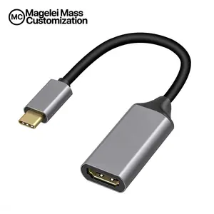 Kabel Adaptor Ponsel Ke Tv 4K 30Hz, Konverter Pria Ke Wanita Usbc Tipe C Ke HDMI 20Cm