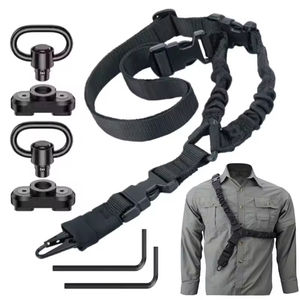 2 Point Tactical Sling Kit with QD Swivels Heavy Duty Nylon <b>Bungee</b> Strap with Quick Release Buckle for Equipment Carrying - Product Image 1