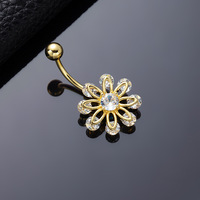 Freya 14G Bauchnabelpiercing mit glänzendem Zirkonia, 316L Edelstahl, gebogene Barbell, schwebende Nabelringe