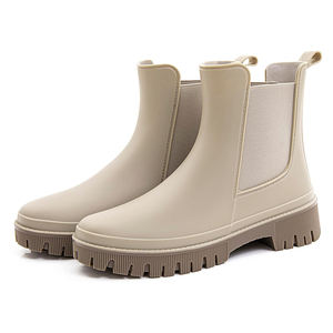 Botas de Lluvia Cortas para Mujer, Estilo Chelsea, Impermeables, de Goma, con Cordones, para Jardín - Product Image 1