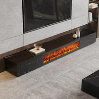 Table basse décorative avec foyer électrique intégré, design moderne, effet flamme simulée, pour support TV, vente en gros