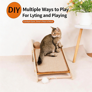 Rascador para Gatos de Sisal, Diseño <span class=keywords><strong>Vertical</strong></span> en Forma de L, Madera Maciza Resistente al Desgaste, <span class=keywords><strong>Desmontable</strong></span>, Juguete Simple - Product Image 3