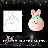 Peluche personnalisée chat noir gothique, jouet en peluche doux, rembourrage en coton PP, cadeau pour fans