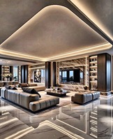 Villa d'hôtel au design moderne italien de luxe, architecture, rendu 3D, service de design d'intérieur avec mobilier