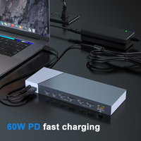 Hub 10Gbps 5K 60HZ Type C Double moniteurs 4K 60HZ Universel 16 ports RJ45 USB-C Docking Multi Port