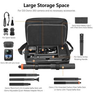 Étui de transport AMAZEAR pour accessoires DJI Osmo 360, nylon portable avec bandoulière compatible avec un bâton à selfie de 2,5 m (8,2 pieds) (noir) - Product Image 2