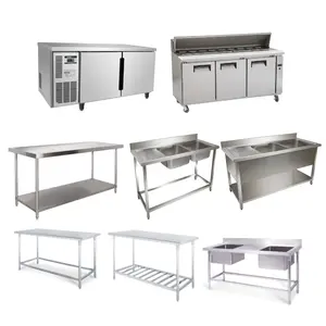 Mesas de trabajo de acero inoxidable para cocina, marco de trabajo de preparación industrial, Isla inox