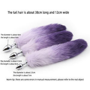 Colore sfumato capelli artificiali plug anale <span class=keywords><strong>coda</strong></span> viola <span class=keywords><strong>rosa</strong></span> merci del sesso coppia in metallo <span class=keywords><strong>coda</strong></span> di volpe - Product Image 4