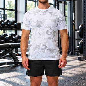 Tuta da Ginnastica per Uomo, Set Sportivo Casual per Fitness all'Aperto, Maglietta e <span class=keywords><strong>Pantaloncini</strong></span>, Completo Sportivo da Jogging - Product Image 4