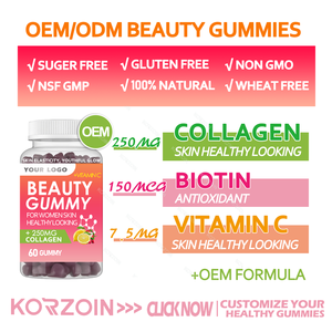 नम निजी लेबल ब्यूटी गुम्मीज को त्वचा की सुंदरता के लिए विटामिन सी के साथ त्वचा की सुंदरता के लिए कोलेजन कैंडी की खुराक - Product Image 2