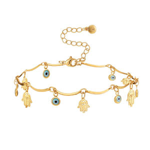 Style <span class=keywords><strong>de</strong></span> plage bohème laiton plaqué or 18 carats bijoux <span class=keywords><strong>de</strong></span> <span class=keywords><strong>pied</strong></span> pour femmes amulette porte-bonheur <span class=keywords><strong>de</strong></span> luxe oeil du mal pendentif <span class=keywords><strong>de</strong></span> paume cheville - Product Image 6