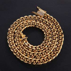 6Mm 8Mm 12Mm 18Mm Cz Diamond Sluiting Rvs Miami Cubaanse Link <span class=keywords><strong>Chain</strong></span> 18K Gold zilver Kleur Cubaanse Ketting - Product Image 1