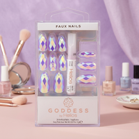 HGOD0038 Ensemble d'ongles artificiels Goddess de haute qualité, faits à la main, à presser, longs et carrés, tendance